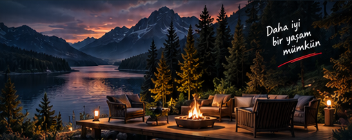 Forest terrace and seating beside a lake — architectural concept