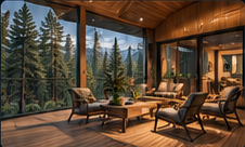 Seating on a timber bungalow terrace — architectural concept